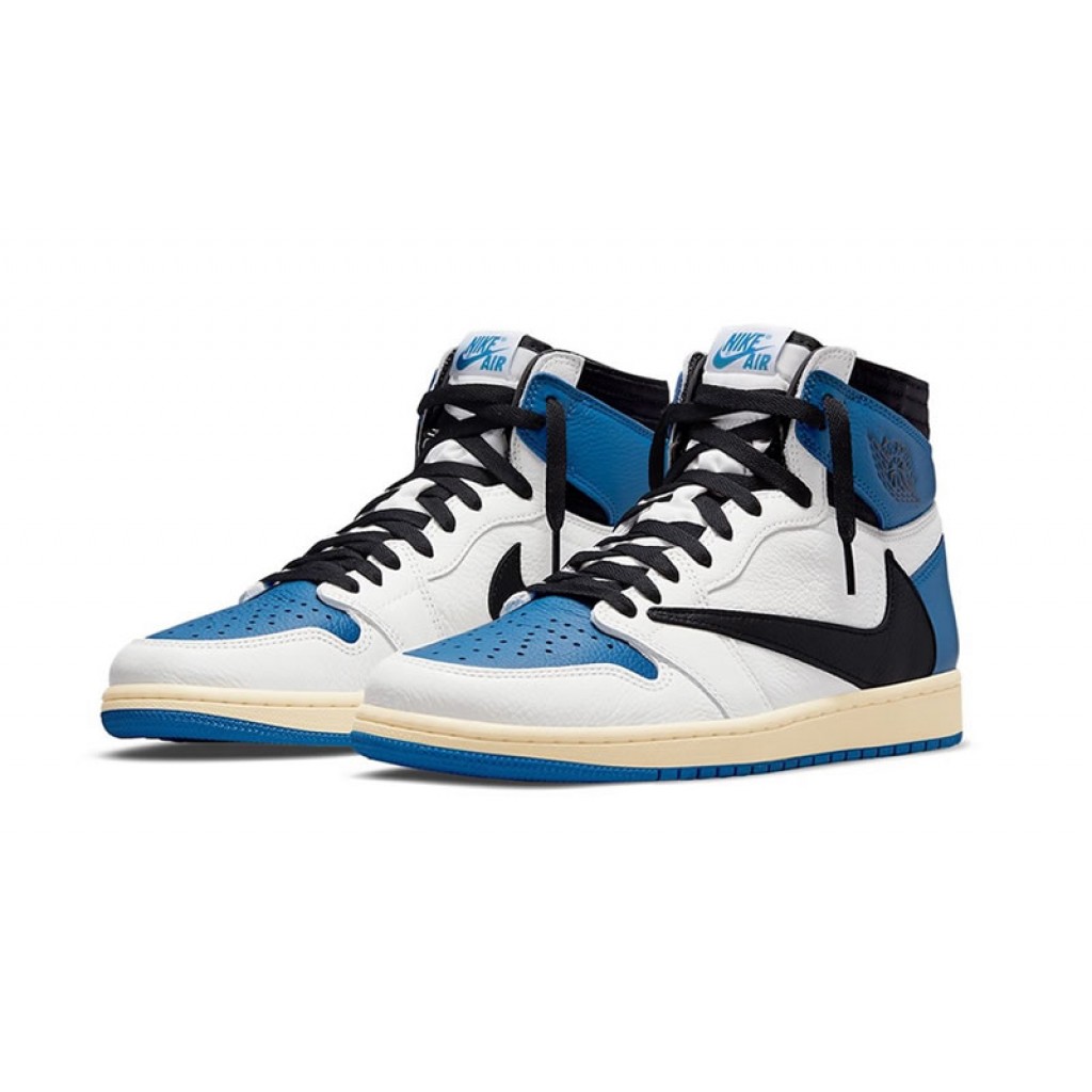Travis Scott x Fragment Design x Air Jordan 1 Hi OG SP "Military Blue" Box Price Outfit Release Date Travis Scott x Fragment Design x Air Jordan 1 Hi OG SP "Military Blue" Box Price Outfit Release Date